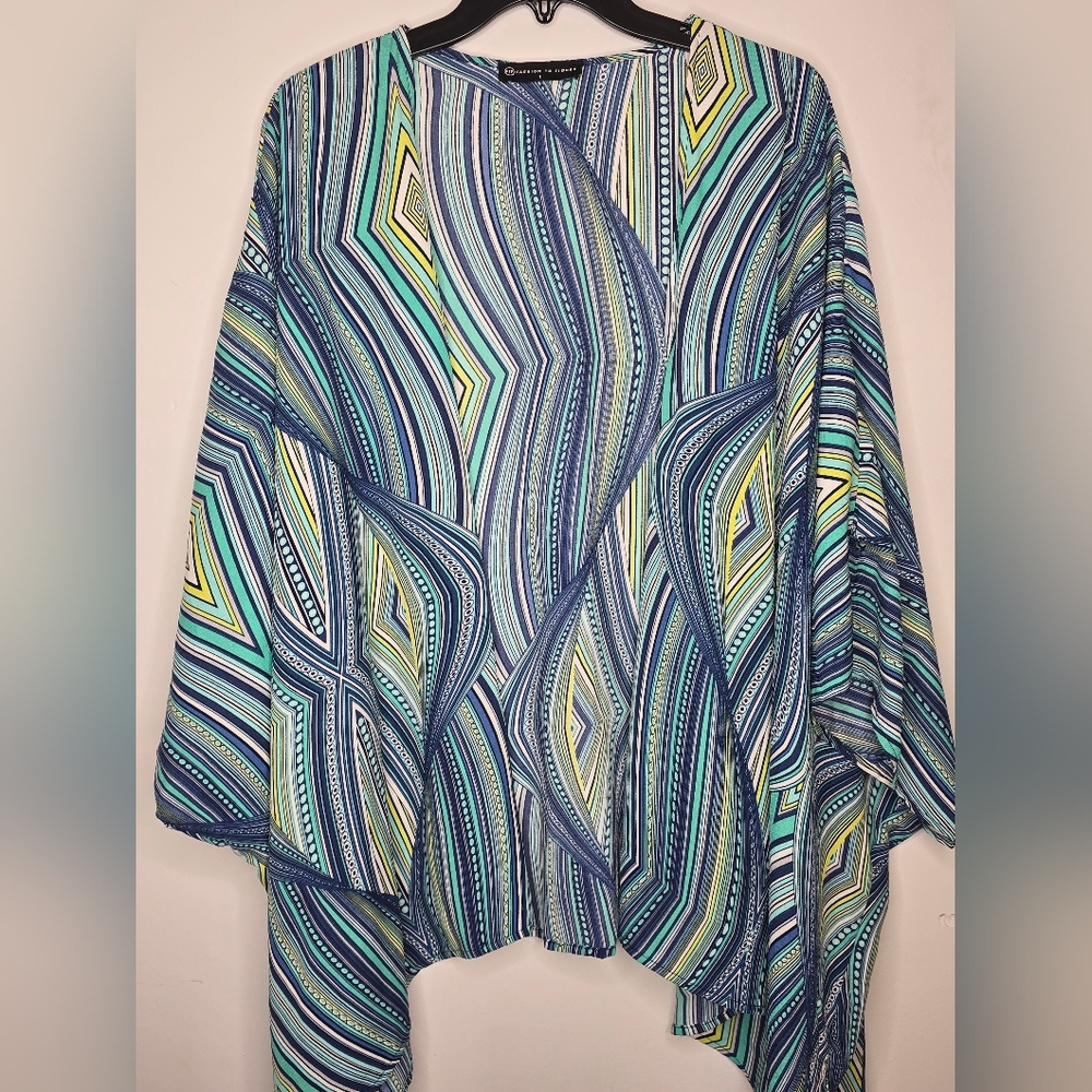 Teal Open Front Cardigan - Picture 2 of 7